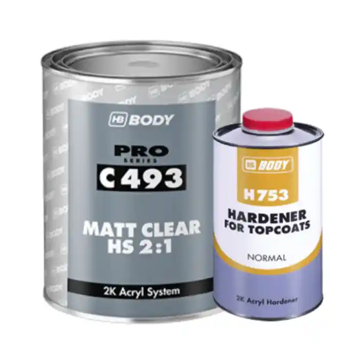 Ultima șansă Pachet lac auto mat, HB Body 493, cantitate 1 litru lac si 0.5 litri intaritor 753
