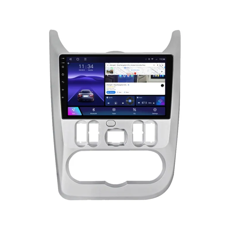 Calitate înaltă Navigatie Dacia Sandero I (2008-2013) cu Android, 4GB RAM, 64GB ROM, Ecran QLED 9" Touchscreen, CarPlay Wireless, DSP