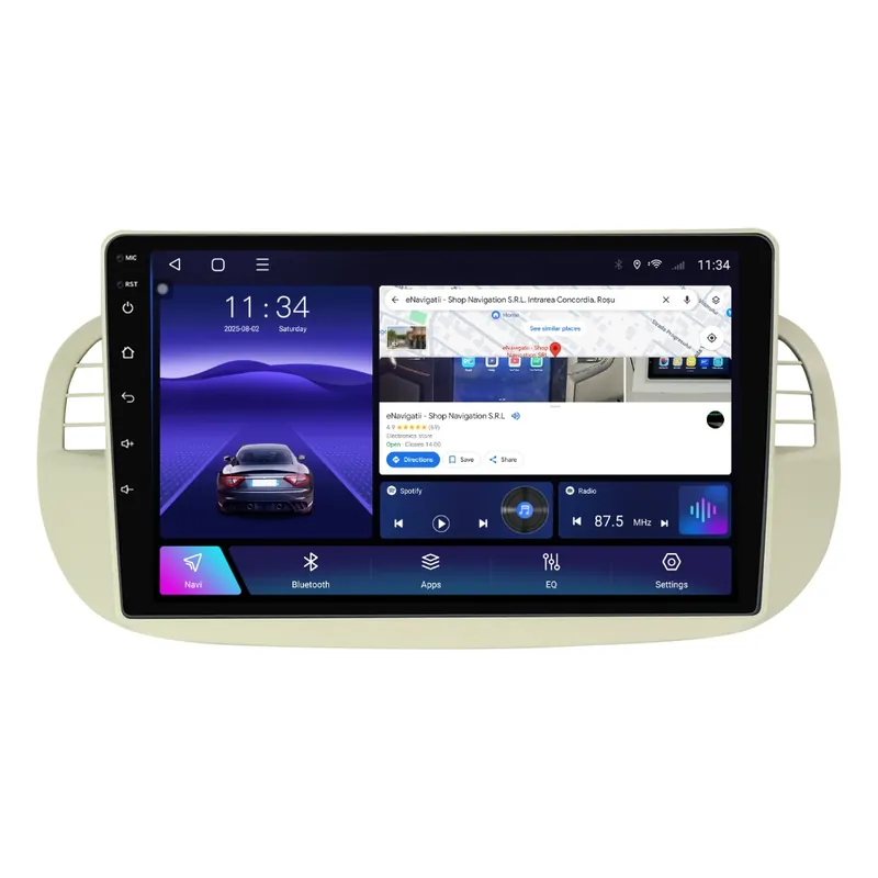 Navigatie Fiat 500 (2007-2015) cu Android, 4GB RAM, 64GB ROM, Ecran QLED 9" Touchscreen, CarPlay Wireless, DSP Doar azi