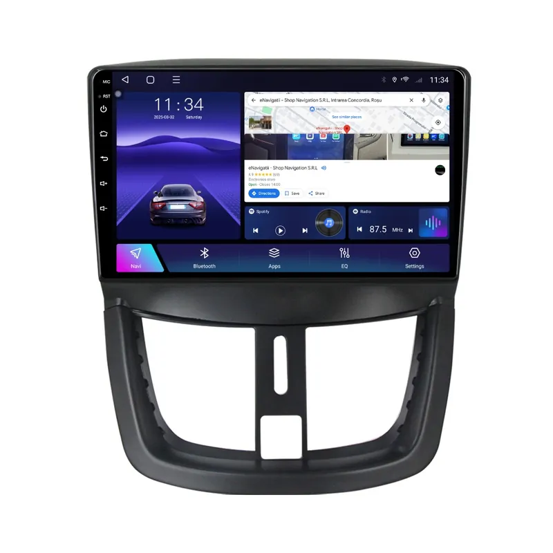 Ultima șansă Navigatie Peugeot 206 (2009-2014) cu Android, 6GB RAM, 128GB ROM, Ecran QLED 9" Touchscreen, CarPlay Wireless, DSP