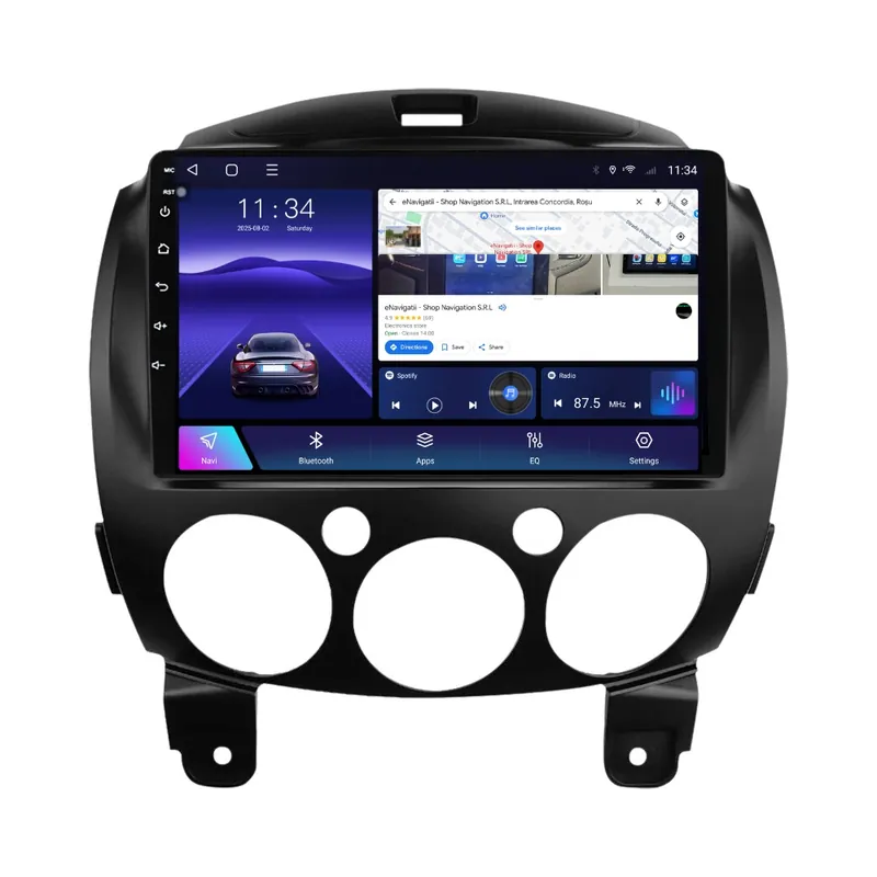 Cumpără acum Navigatie Mazda 2 (2007-2014) cu Android, 8GB RAM, 128GB ROM, Ecran QLED 9" Touchscreen, CarPlay Wireless, DSP Pro