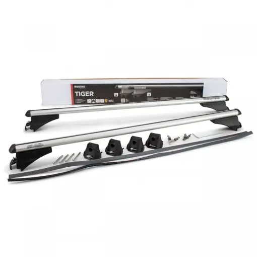 Bare transversale Menabo Tiger Silver pentru BMW Serie 3 (F31) Touring 2012-2015, cu bare longitudinale integrate Transport gratuit