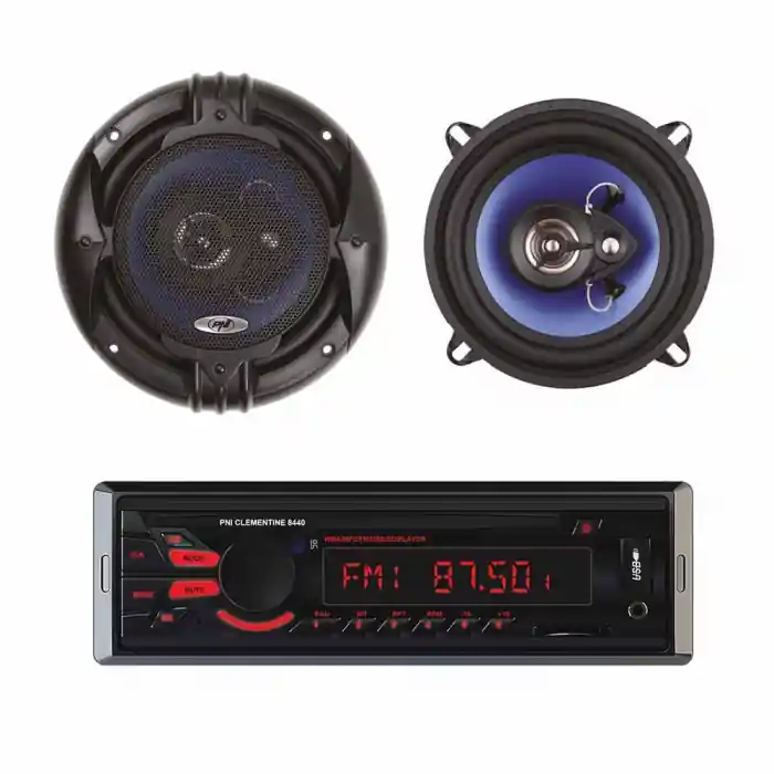 Pachet Radio MP3 player auto PNI Clementine 8440 4x45w + Difuzoare auto coaxiale PNI HiFi650, 120W, 16.5 cm, 3 cai, set 2 difuzoare Preț promoțional