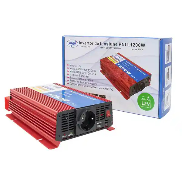 Invertor de tensiune PNI L1200W, alimentare 12V, iesire 230V Discount